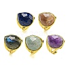 Teardrop Natural Gemstone Open Cuff Rings RJEW-C087-01G-1