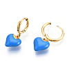 Ion Plating(IP) Enamel Heart Dangle Hoop Earrings EJEW-T018-01A-1