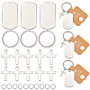 DIY Rectangle & Cross Blank 201 Stainless Steel Keychain Making Kits DIY-SP0002-27A-1