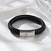 Braided Microfiber Leather Cord Bracelets for Men BJEW-Z081-04P-1