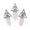 Natural Rose Quartz Faceted Pointed Bullet Big Pendants G-H076-02P-03-1