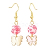 3 Pairs 3 Style Pink Alloy Enamel Charms & Resin Beads Dangle Earrings EJEW-JE05030-01-5