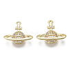 Brass Micro Pave Clear Cubic Zirconia Charms KK-S348-554-NF-1