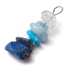 Gradient Color Natural Quartz Crystal & Natural Aquamarine & Natural Lapis Lazuli & Synthetic Turquoise Chip Beaded Pendants PALLOY-JF02790-02-3