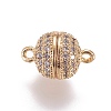 Brass Micro Pave Cubic Zirconia Magnetic Clasps with Loops ZIRC-G097-01G-1
