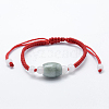 Natural Myanmar Jade/Burmese Jade Braided Bead Bracelets X-BJEW-F307-02-2