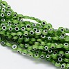 Handmade Evil Eye Lampwork Flat Round Bead Strands LAMP-L058-6mm-02-1