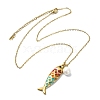 Natural Edison Pearl 304 Stainless Steel Enamel Colorful Fish Pendant Cable Chain Necklaces for Women NJEW-JN06126-3
