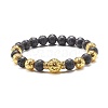 Electroplated Natural Lava Rock Round Beads Essential Oil Anxiety Aromatherapy Bracelets BJEW-JB06923-2