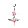 Piercing Jewelry Stainless Steel Micro Pave Cubic Zirconia Split Navel Ring Belly Rings WG4019F-03-1