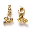 Brass Micro Pave Clear Cubic Zirconia European Dangle Charms ZIRC-H119-02G-2