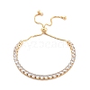 Brass Pave Clear Cubic Zirconia Flat Round Box Chain Slider Bracelets BJEW-YWC0002-12B-G-1