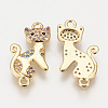 Brass Micro Pave Cubic Zirconia Kitten Links connectors ZIRC-Q001-177G-1