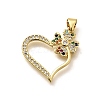 Rack Plating Brass Micro Pave Cubic Zirconia Pendants KK-L226-001G-07-1