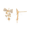 Brass Pave Clear Cubic Zirconia Stud Earring Findings KK-N216-537-3