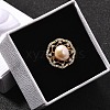 Flower Natural Pearl Adjustable Rings RJEW-P113-19G-3