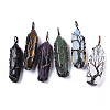 Natural & Synthetic Mixed Gemstone Big Wire Wrapped Pointed Pendants G-T133-R02-1