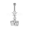 Alloy Pave Cubic Zirconia Dice Curved Barbell Dangle Belly Rings FS-WG3E776-02-1-1