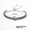 Brass Jet Rhinestone Box Chain Slider Bracelets for Women TG7650-9-1