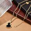 Ion Plating(IP) 304 Stainless Steel Pave Natural Shell Gourd Pendant Cable Chain Necklaces for Women NJEW-M078-02G-02-2