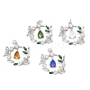 Brass Clear Cubic Zirconia Glass Pendants ZIRC-C024-20P-1