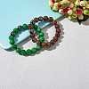 Coconut Brown Natural Mashan Jade Round Beaded Stretch Bracelet BJEW-SW00077-09-6