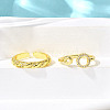 2Pcs 2 Styles Brass Micro Pave Clear Cubic Zirconia Cuff Rings for Women RJEW-S399-02G-3