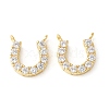 Brass Micro Pave Clear Cubic Zirconia Horseshoe Charms KK-Q031-40G-01-1