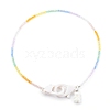 Rainbow Personalized Electroplate Glass Beaded Necklaces NJEW-JN03410-05-1