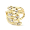 Eco-Friendly Brass Micro Pave Clear Cubic Zirconia Cuff Ring for Women RJEW-A025-01G-2