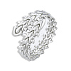 Non-Tarnish 201 Stainless Steel Leaf Wrap Open Cuff Ring for Women RJEW-N038-103P-1