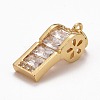 Rack Plating Brass Clear Cubic Zirconia Pendants KK-M229-14G-3