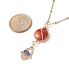 5Pcs 5 Style Moon and Star Planet Natural Red Agate Pendant Necklaces Set NJEW-JN03937-5