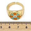 Brass Enamel Cuff Rings for Women RJEW-L113-032G-5