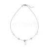Natural Pearl Pendant Necklace with Glass Beaded Chains NJEW-M201-01A-1