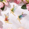 3Pcs 3 Colors Resin & Brass Angel Pendant Decorations HJEW-JM02838-2