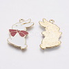 Zinc Alloy Enamel Bunny Pendants X-PALLOY-I124-29G-2
