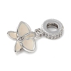 Brass Micro Pave Clear Cubic Zirconia Flower European Dangle Charms KK-C086-03P-01-2