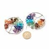 Mixed Gemstone Chips Braided Ring with Tree of Life Hoop Earrings EJEW-JE04885-4