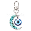 Alloy Moon & Synthetic Turquoise Chip Beads & Resin Evil Eye Pendant Decorations HJEW-JM02342-02-1