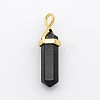 Natural Dyed & Heated Black Agate Bullet Double Terminated Pointed Pendants G-P053-G33O-1