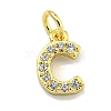 Letter Brass Micro Pave Clear Cubic Zirconia Pendants KK-K354-06G-C-1