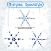 6Pcs 3 Styles Glass Beaded Snowflake Multi-Strand Links PALLOY-SP00003-2