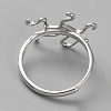 Anti-Tarnish Rhodium Plated 925 Sterling Silver Adjustable Rings Base STER-WH0011-27P-3
