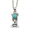 Letter A~Z Antique Silver Plated Alloy with Synthetic Turquoise Pendant Necklaces NJEW-G080-01I-1