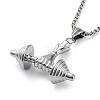 Non-Tarnish 304 Stainless Steel Dumbbell Pendant Necklaces NJEW-Z023-01P-2