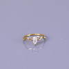 Teardrop 304 Stainless Steel with Clear Cubic Zirconia Finger Rings for Women FS-WG6614B-02-4