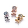 Brass Micro Pave Cubic Zirconia Slide Charms ZIRC-F094-24-RS-1