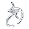 Rhodium Plated 925 Sterling Silver Lightning Bolt Open Cuff Ring for Women JR887A-1