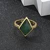 Rhombus Natural Green Aventurine Finger Rings RJEW-B113-01G-03-3